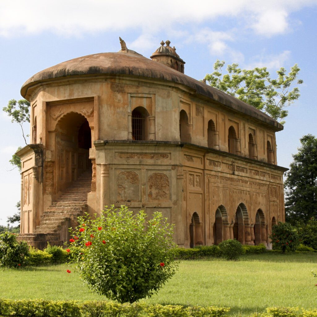 The intricately decorated Rang Ghar pavilion built by Ahom kings,
