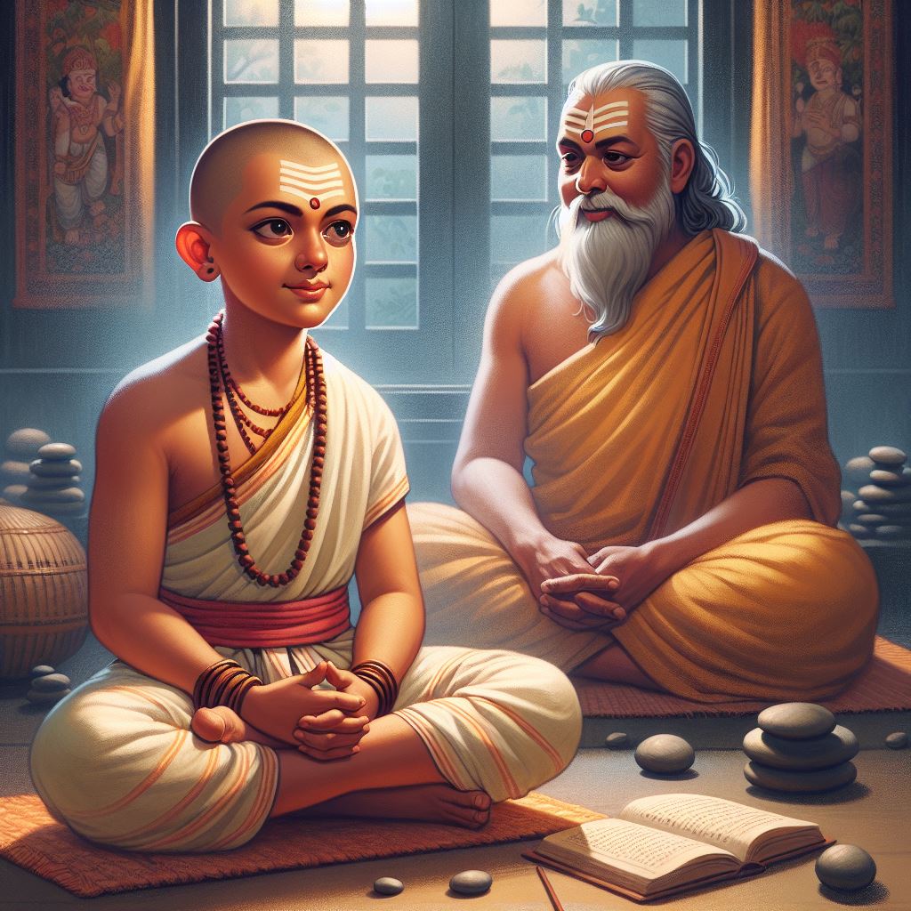 Young Acharya Chanakya pursuing spiritual learning prior to becoming an advisor